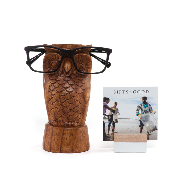 Wise Owl Wood Eyeglasses Holder