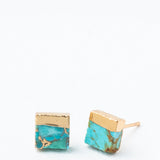 Lorena Square Turquoise Stud Earrings