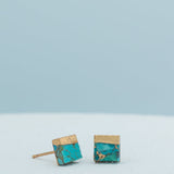 Lorena Square Turquoise Stud Earrings