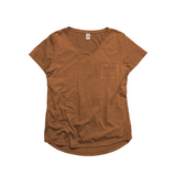Ladies Eco-Triblend Drop Hem V-Neck Pocket Tee