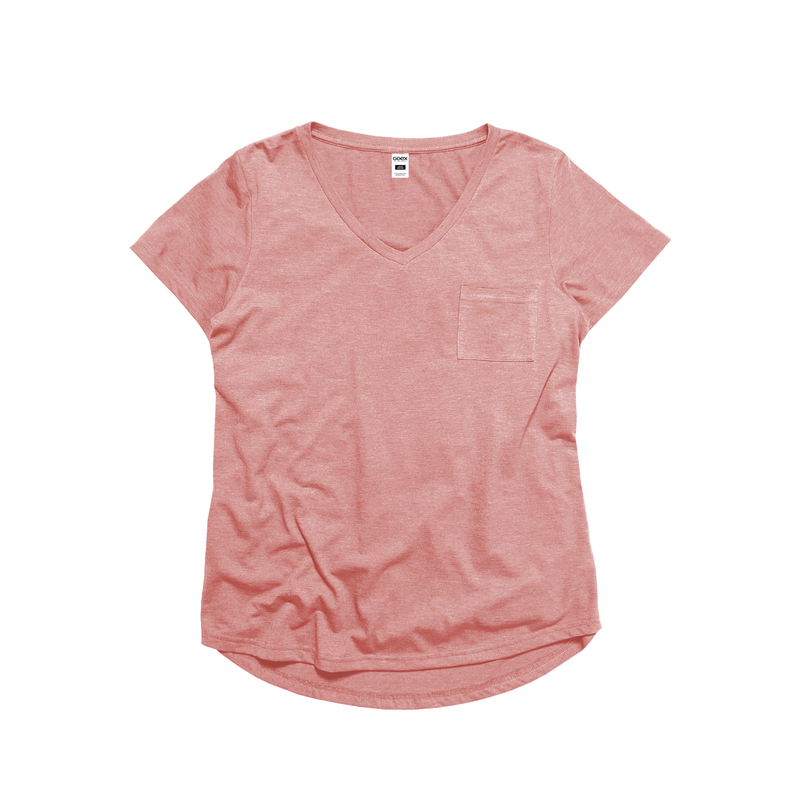 Ladies Eco-Triblend Drop Hem V-Neck Pocket Tee