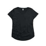Ladies Eco-Triblend Drop Hem V-Neck Pocket Tee