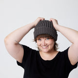 Charcoal beanie on model