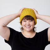 Dijon beanie on model