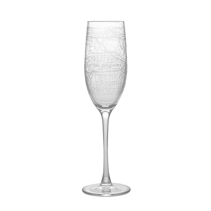 Home Town Map Stemmed Champagne Flute Pair