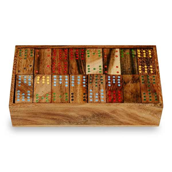 Colorful Rain Tree Wood Domino Game Set