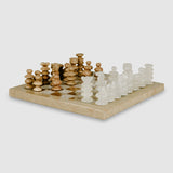 Onyx and Marble Chess Set in Brown and White