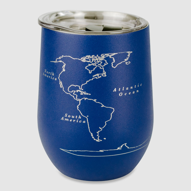 World Map 12 oz Insulated Wine Tumbler White