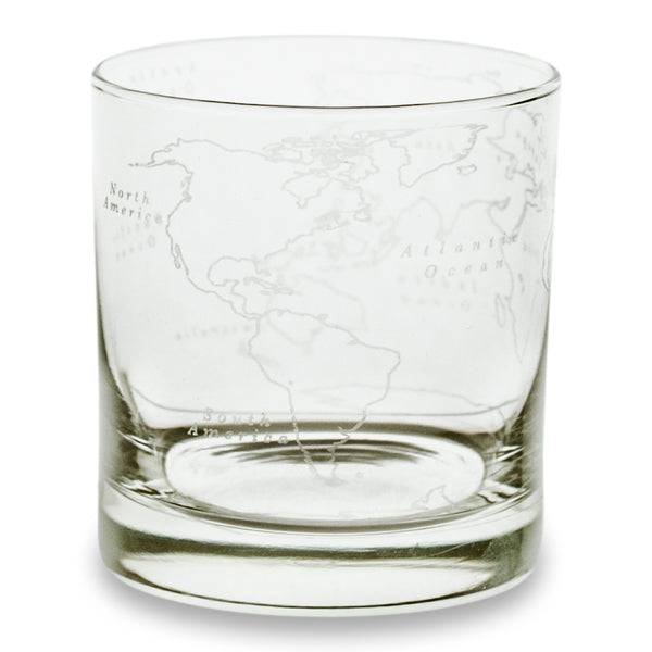 World Map Rocks Glass - Set of 4