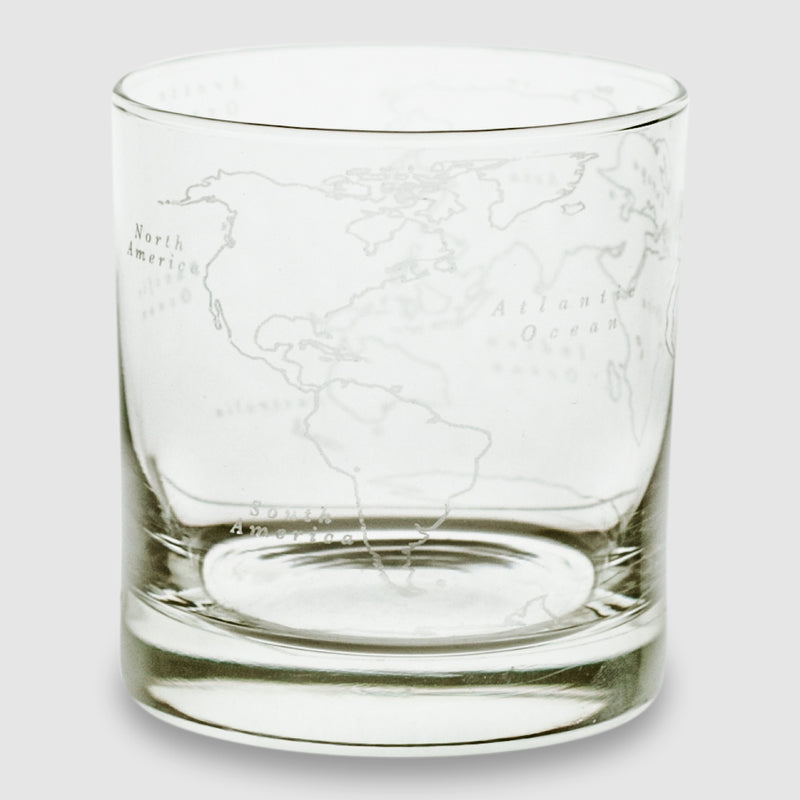 World Map Rocks Glass - Set of 2