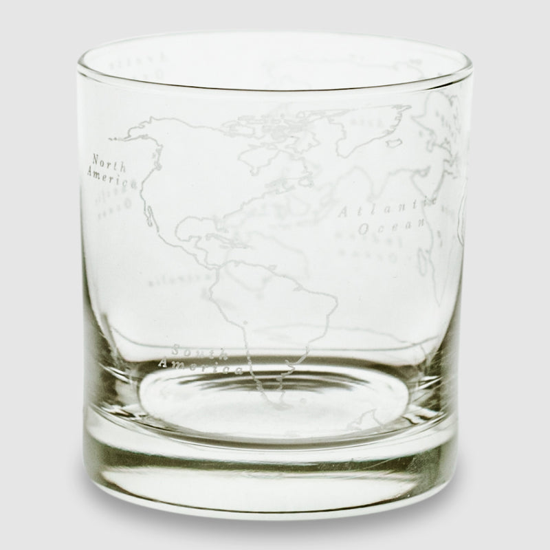 World Map Rocks Glass - Set of 4