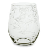 World Map Stemless Wine Glass - Set of 4