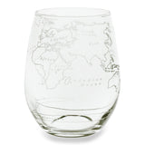 World Map Stemless Wine Glass - Set of 4