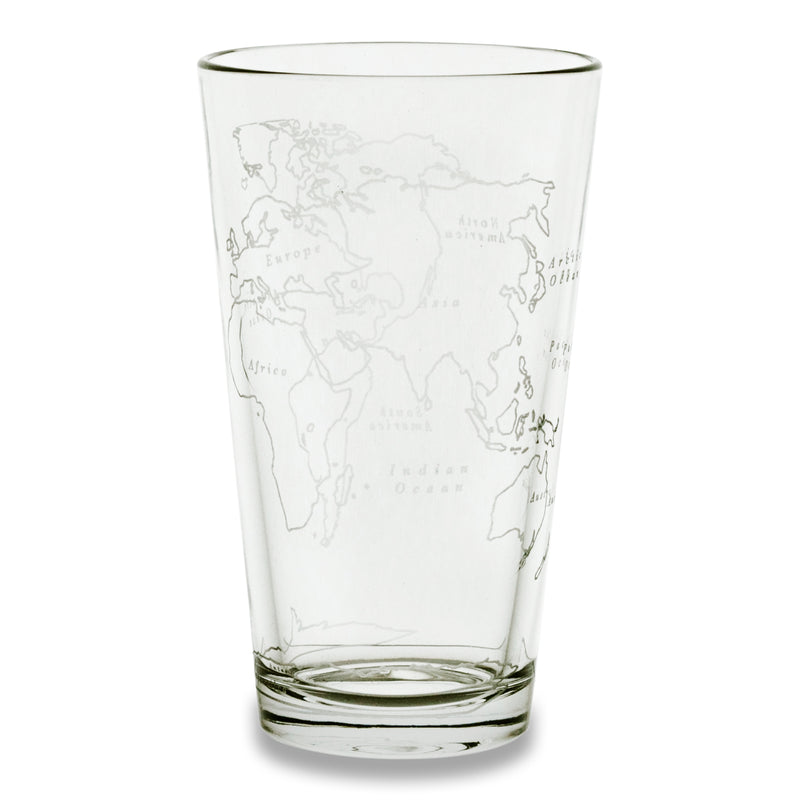 World Map Pint Glass - Set of 4