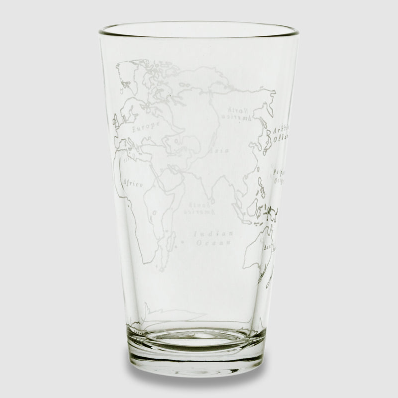 World Map Pint Glass - Set of 2