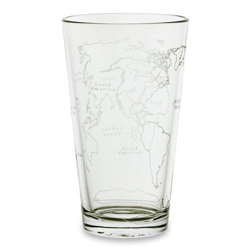 World Map Pint Glass - Set of 2