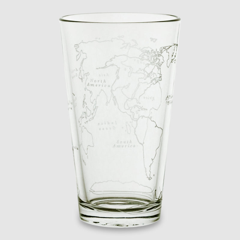 World Map Pint Glass - Set of 4