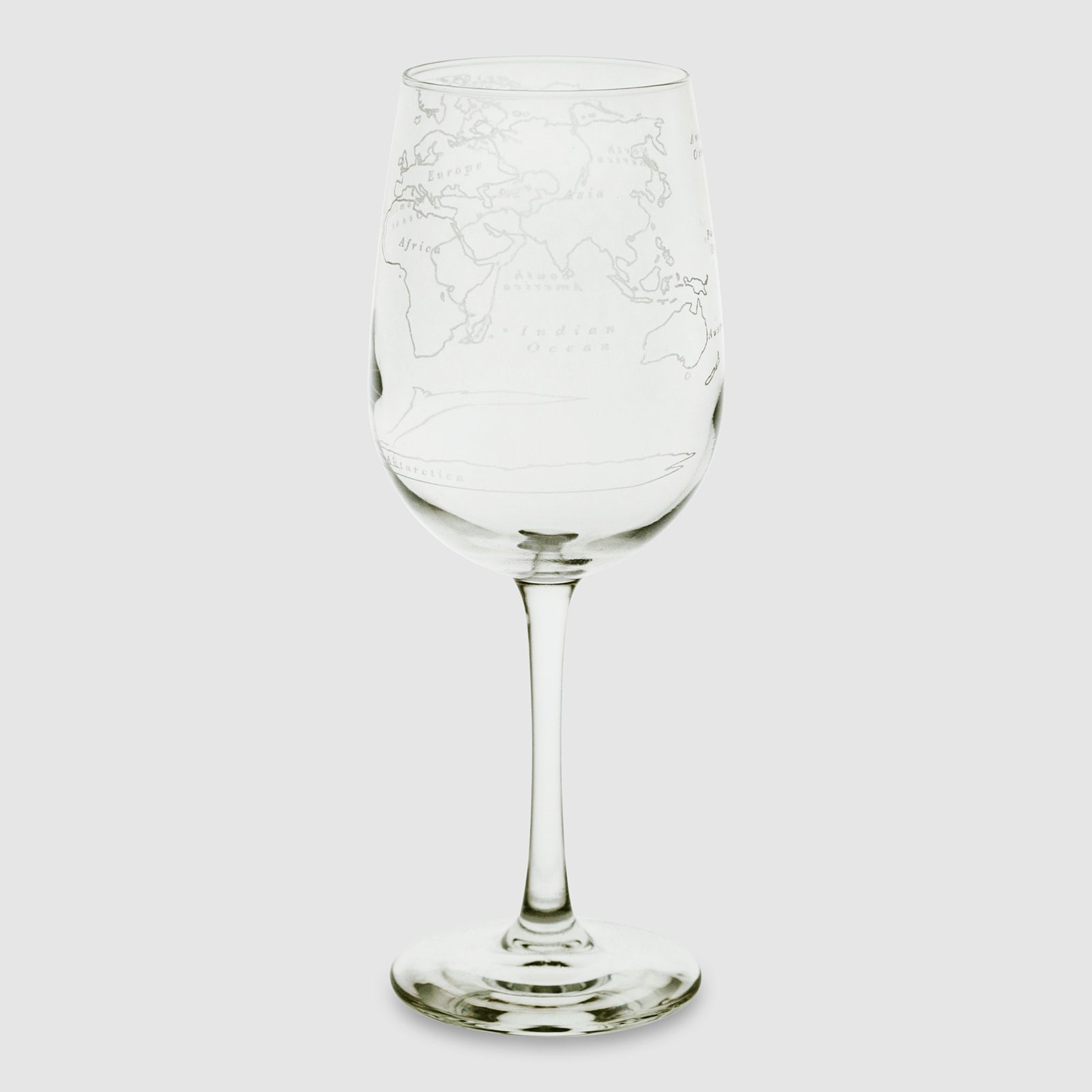 World Map Stemmed Wine Glass - Set of 2