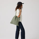 Large Eco-Friendly Tote Bag, Pigment-Dyed in Army Green