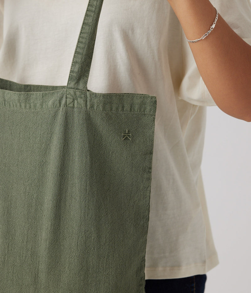 Texture of the Eco-Friendly Tote Bag, Pigment-Dyed in Army Green