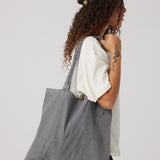 Large Eco-Friendly Tote Bag, Pigment-Dyed in Charcoal