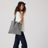 Large Eco-Friendly Tote Bag, Pigment-Dyed in Charcoal