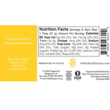 Nutrition facts and rear label of honey