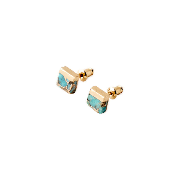 Lorena Square Turquoise Stud Earrings