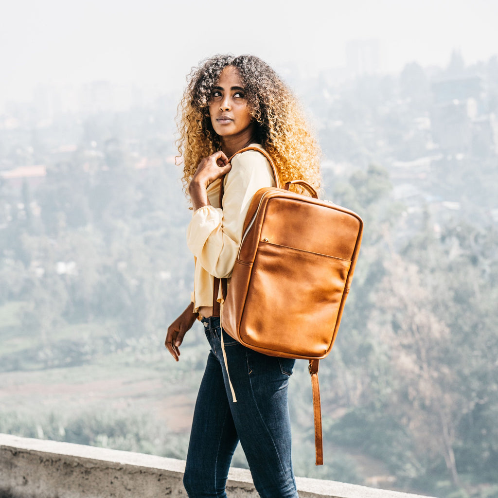 Ethically Crafted Sustainable Leather / Mari Backpack / Black / Genuine Full Grain Leather / Parker Clay / Certified B Corp