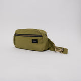 Sustainable organic cotton fanny pack in a n olive green color