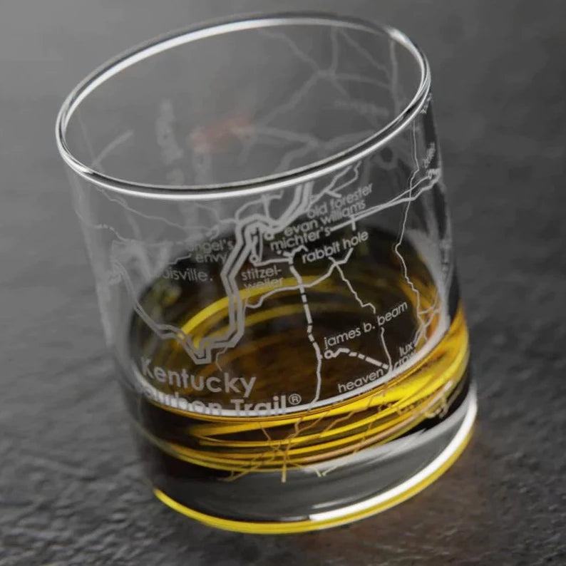 Kentucky Bourbon Trail Map Rocks Glass - Set of 2