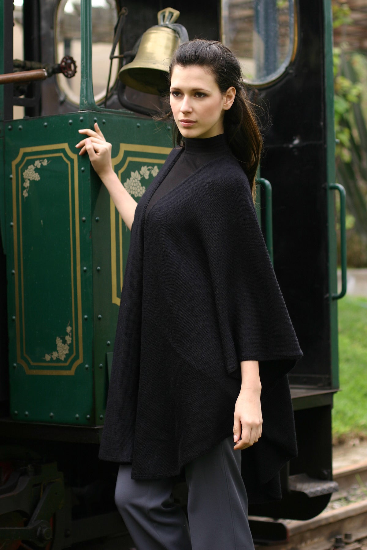 Bold Black Alpaca Blend Wrap