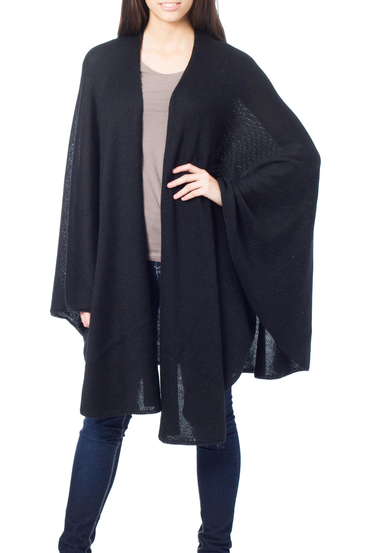 Bold Black Alpaca Blend Wrap