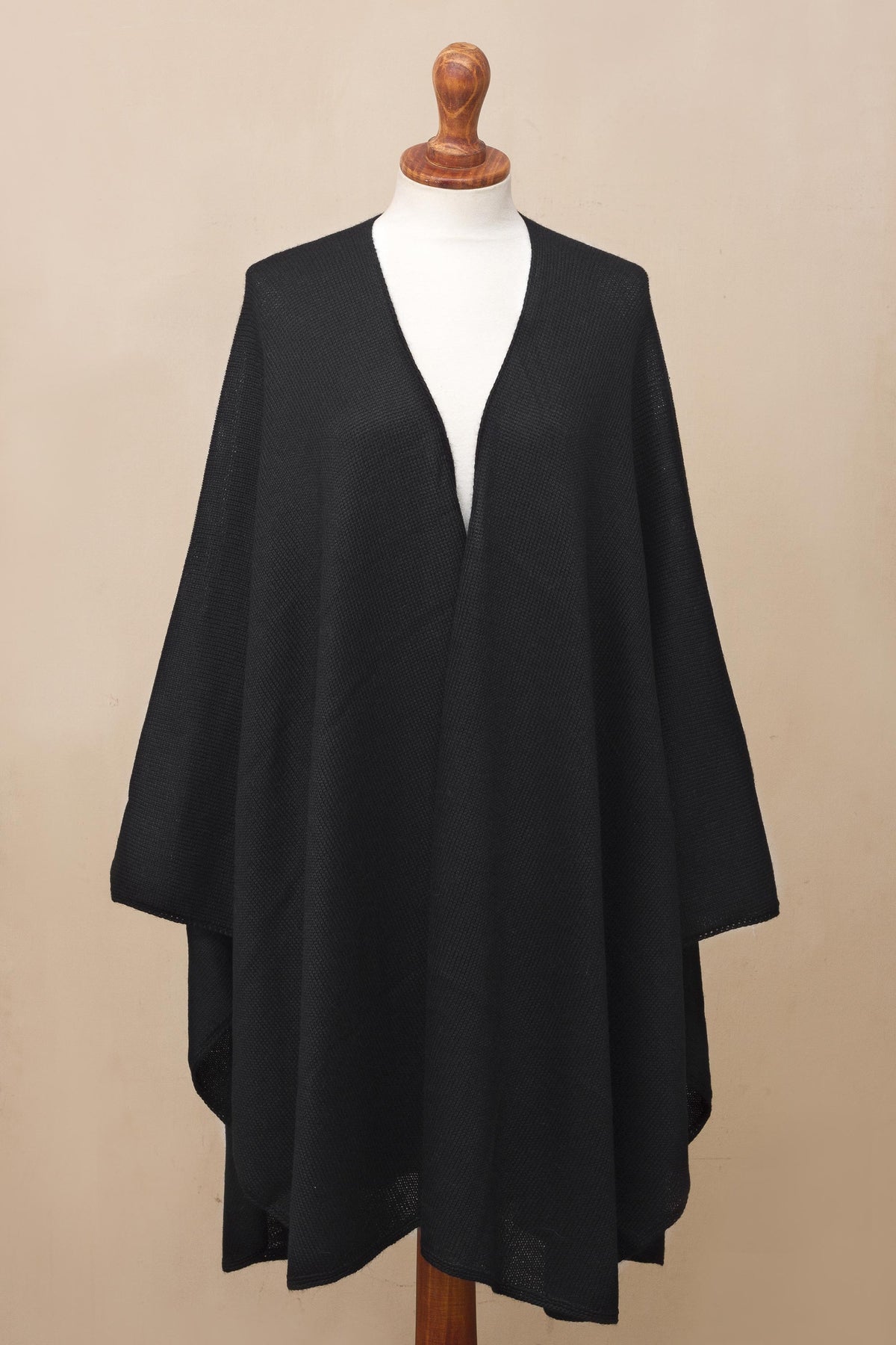 Bold Black Alpaca Blend Wrap