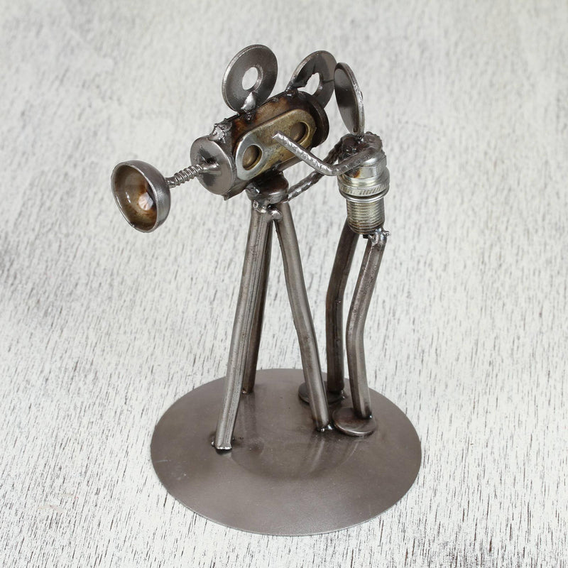 Upcycled Iron Camera Man Statuette
