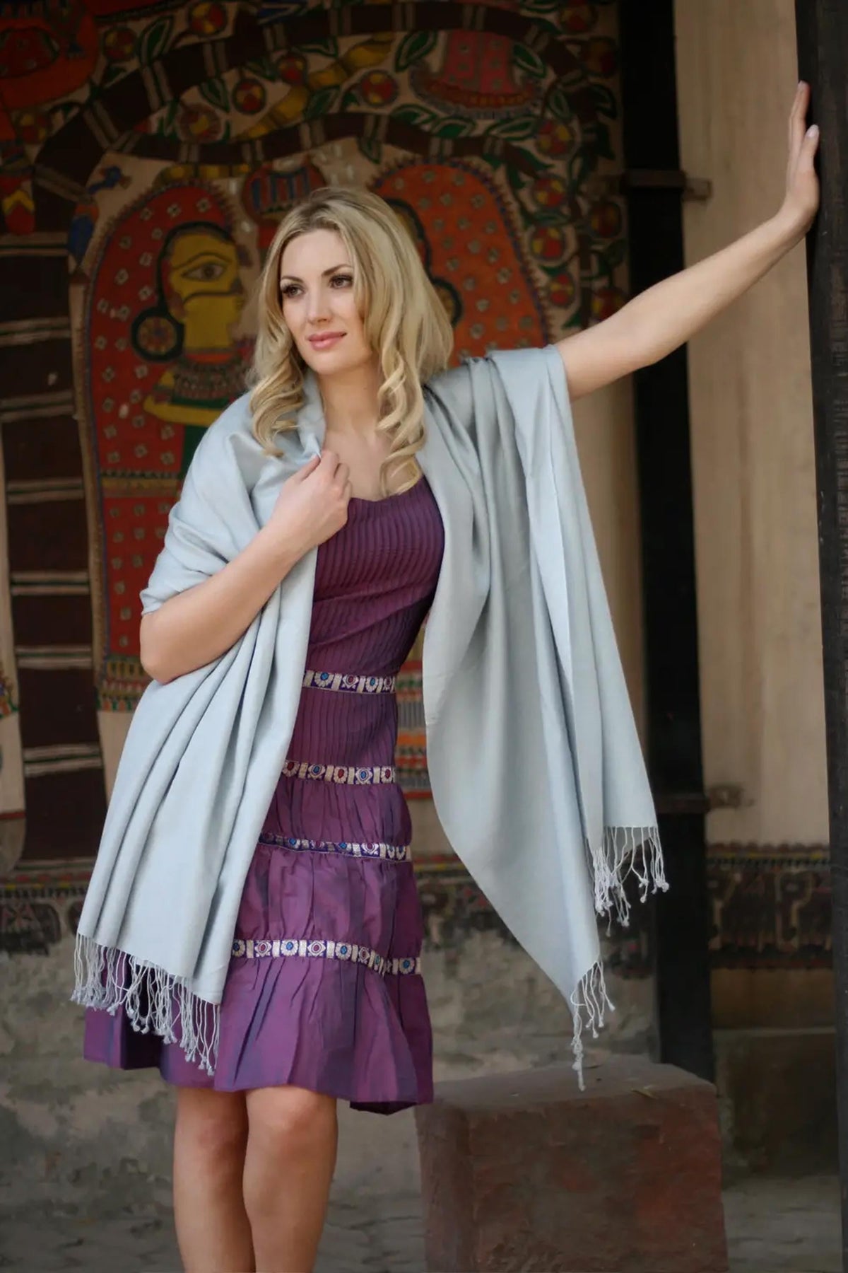 Pale Dawn Sky Silk Shawl