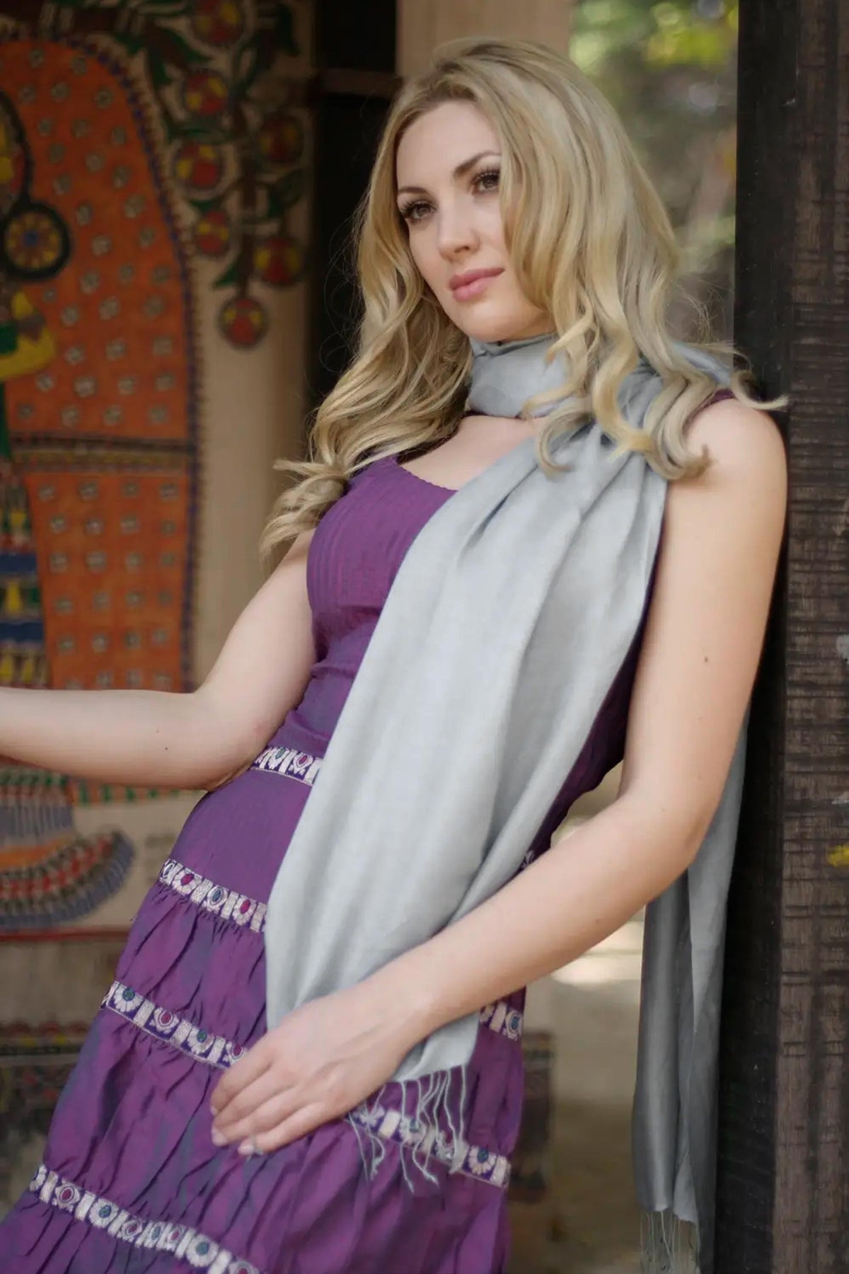 Pale Dawn Sky Silk Shawl