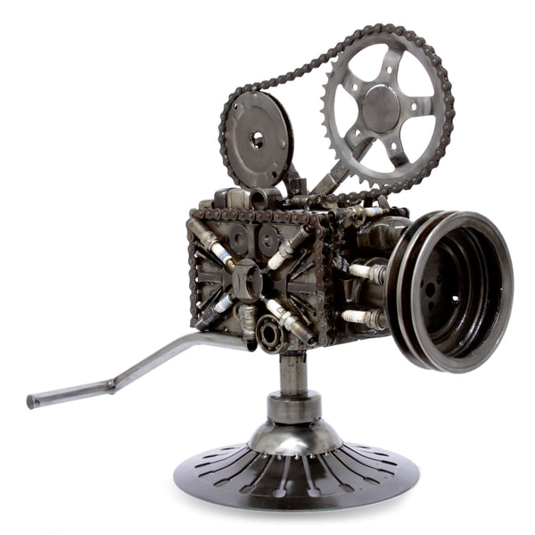 Rustic Film Projector, Auto Parts Sculpture