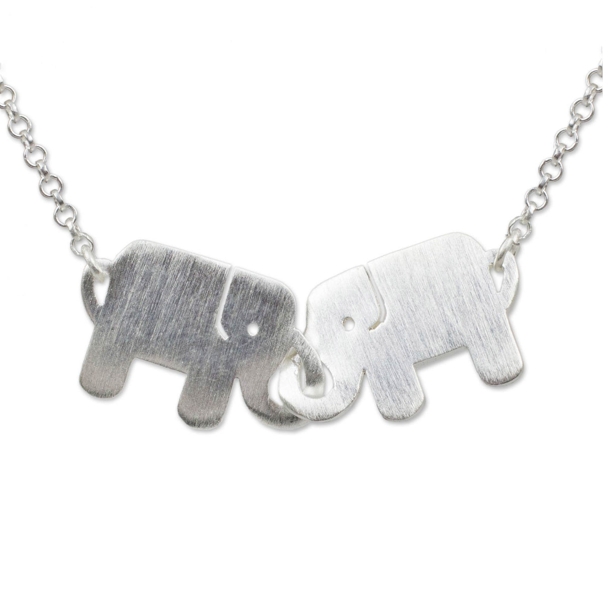 Sterling Silver Pendant Necklace - Elephant Friendship