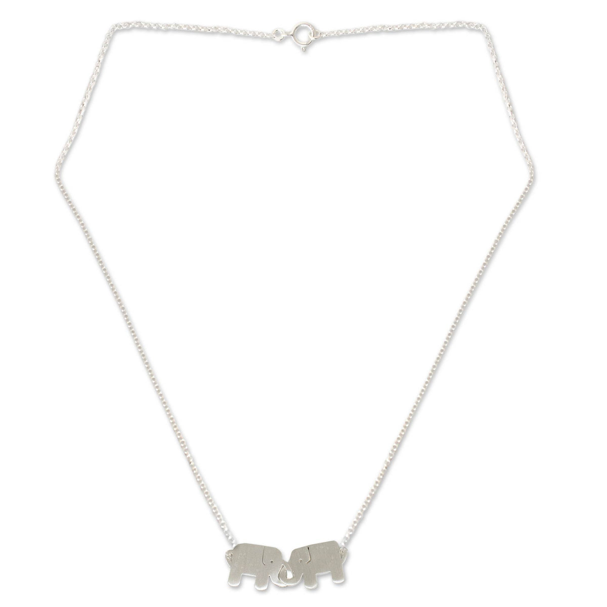 Sterling Silver Pendant Necklace - Elephant Friendship