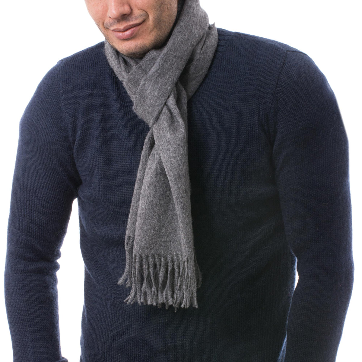Stormy Gray Men'S 100% Alpaca Scarf