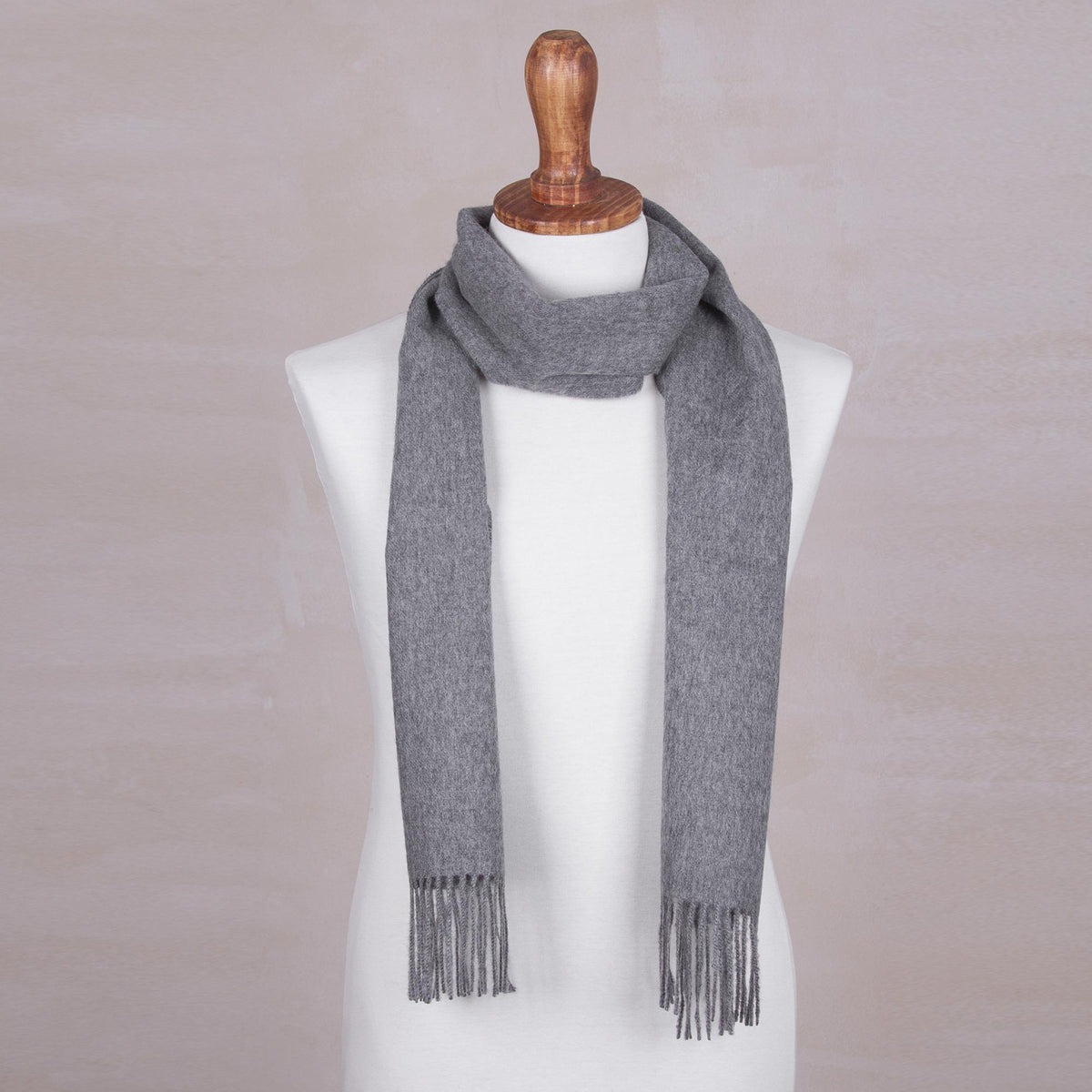 Stormy Gray Men'S 100% Alpaca Scarf