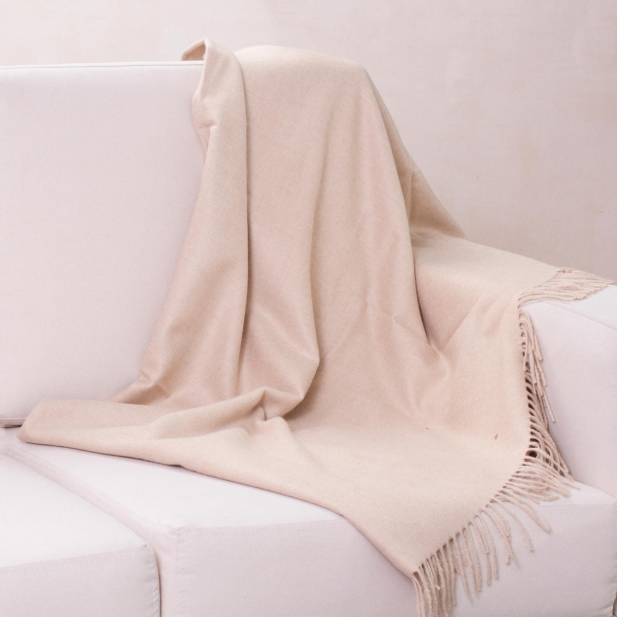 Cozy Beige 100% Alpaca Throw