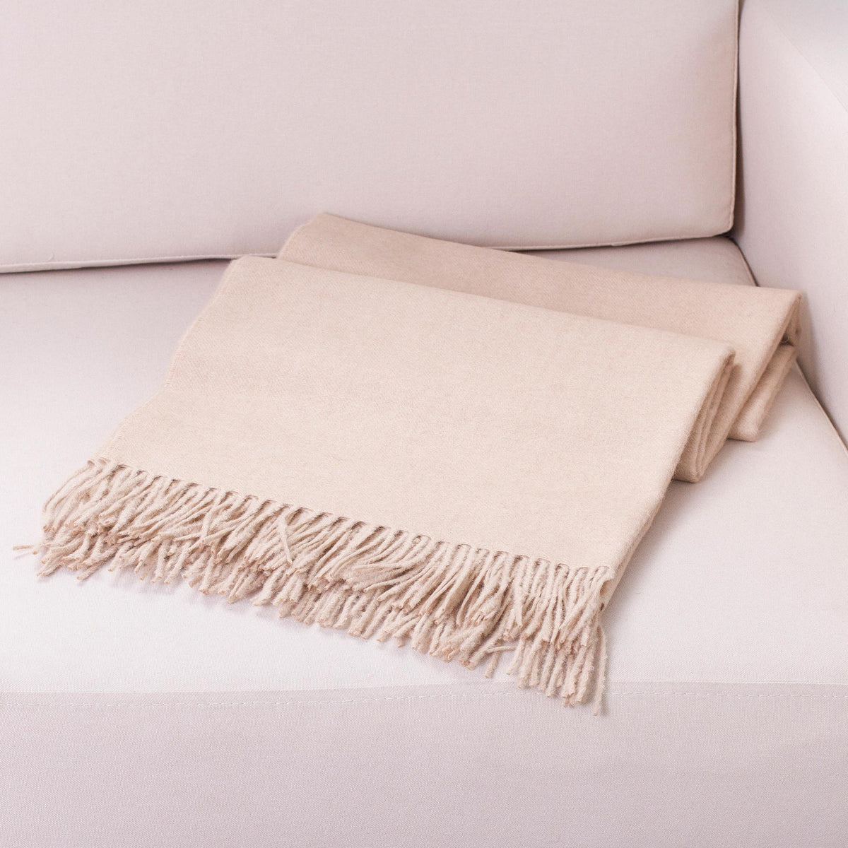 Cozy Beige 100% Alpaca Throw