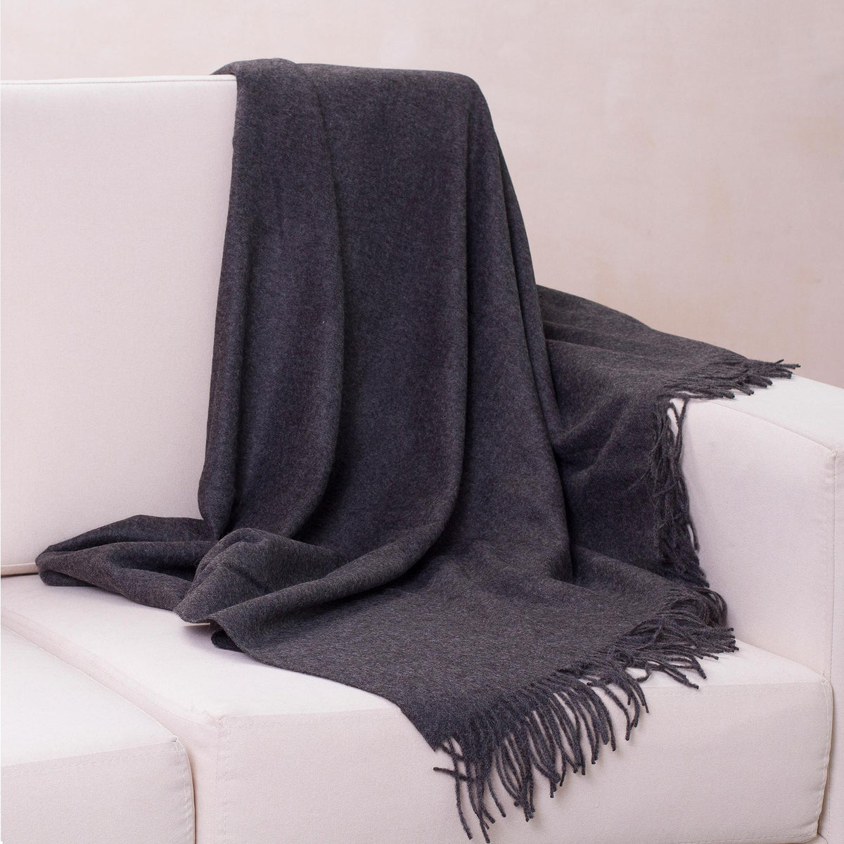 Cozy Dark Gray 100% Alpaca Throw