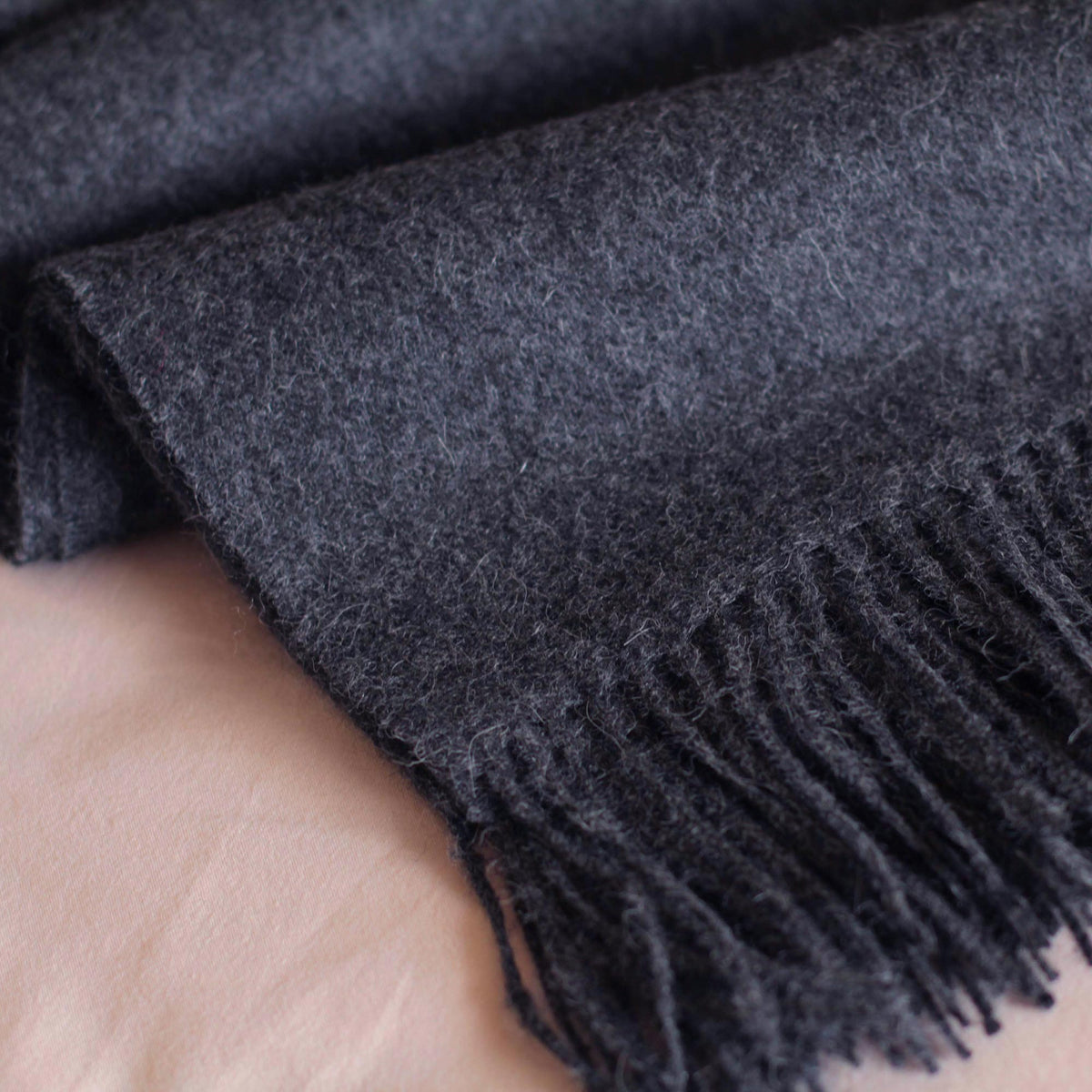 Cozy Dark Gray 100% Alpaca Throw