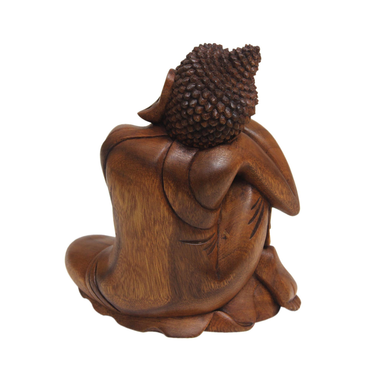 Hand-Carved Wood Buddha Statuette