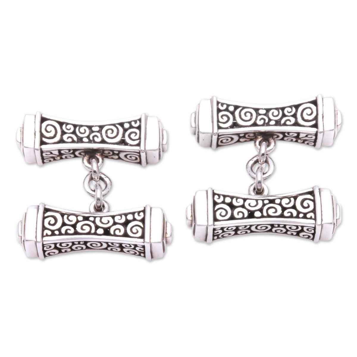 Pillar Shaped Sterling Silver 925 Cufflinks (Pair) - Giza