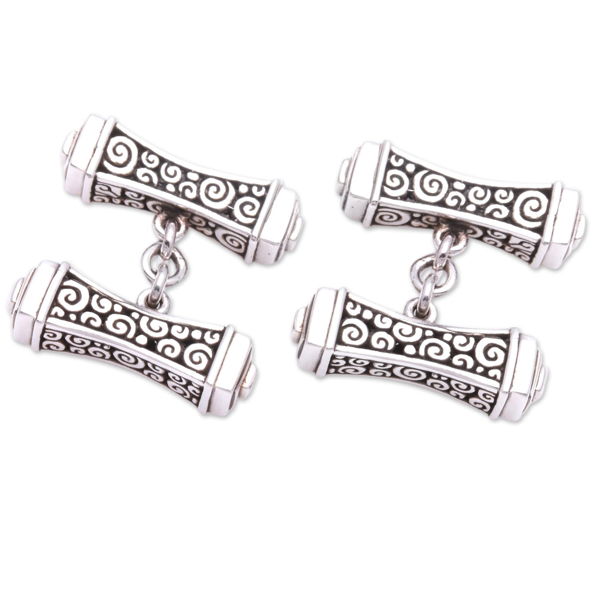 Pillar Shaped Sterling Silver 925 Cufflinks (Pair) - Giza