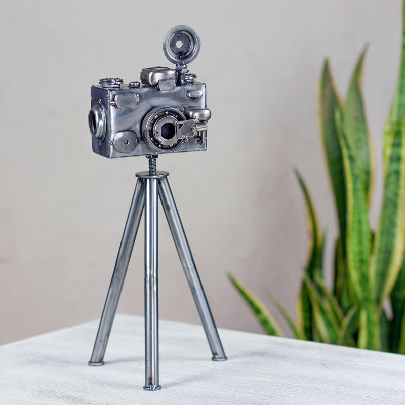 Upcycled Metal Camera Sculpture